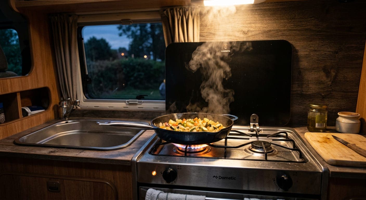 Cooking on a campervan hob